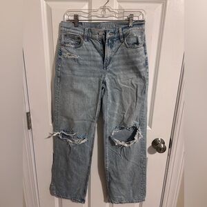 American Eagle Outfitters Light Blue Ripped Boyfriend Jeans- Stovepipe